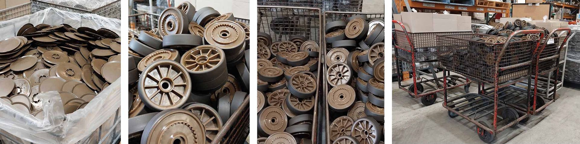 Trinity castor components in the factory ready for assembly Trinity castor components in the factory ready for assembly